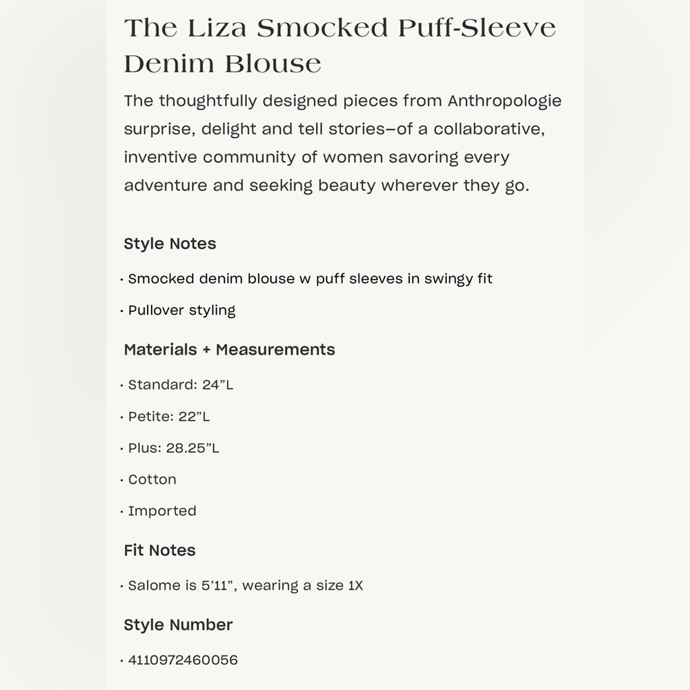 Smocked Blue Women's Peasant Top - Picture 9 of 9